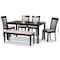 Baxton Studio Minette Sand Upholstered and Brown Finished Wood 6-Piece Dining Set 170-9397-10916-10519 - alternate 10